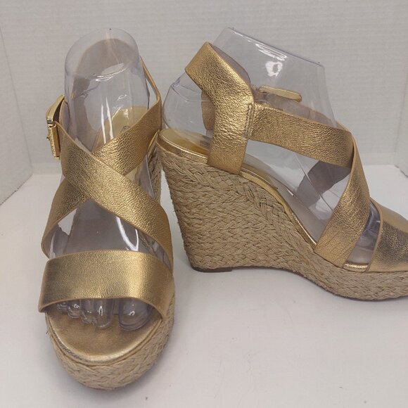 Michael by Michael Kors Giovanna Espadrille Wedge, Pale Gold Women's Size 8M - Picture 3 of 11